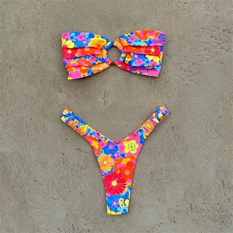Swimwear Manufacture Sexy Bikini For Women Custom Logo Swimsuit Two Piece Floral Push Up