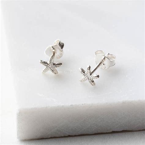 Tiny Sterling Silver Starfish Stud Earrings By The Carriage Trade Company