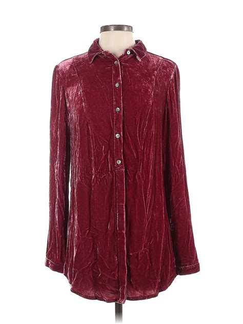 J Jill Burgundy Long Sleeve Button Down Shirt Size S 70 Off ThredUp