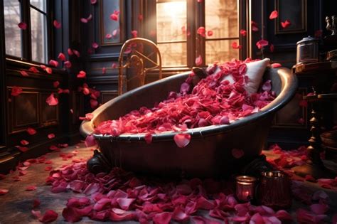 Premium Photo | Romantic bathtub decoration