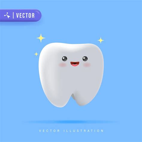 Premium Vector D Realistic Happy Tooth Vector Illustration Cartoon