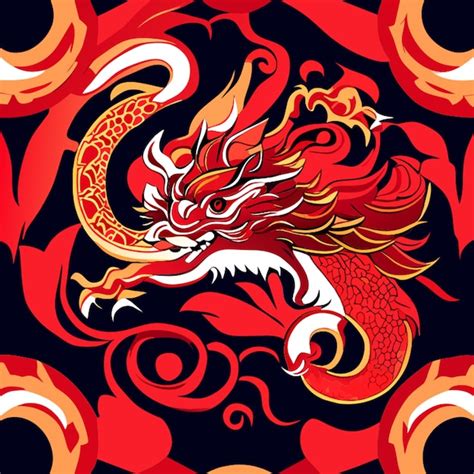 Premium Vector Chinese New Year Dragon Inlay Seamless Pattern Vector