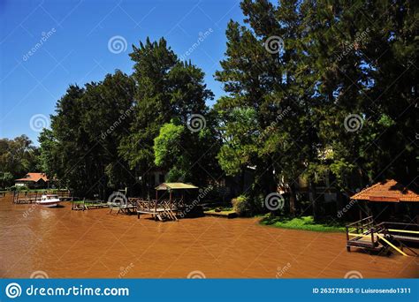 Delta Del Tigre In Argentina In Rio De La Plata And Old Wooden Pier And