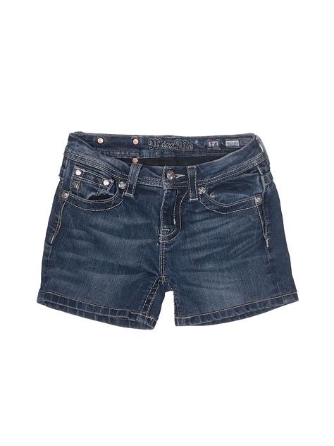 Miss Me Solid Blue Denim Shorts Size 14 21 Off Thredup