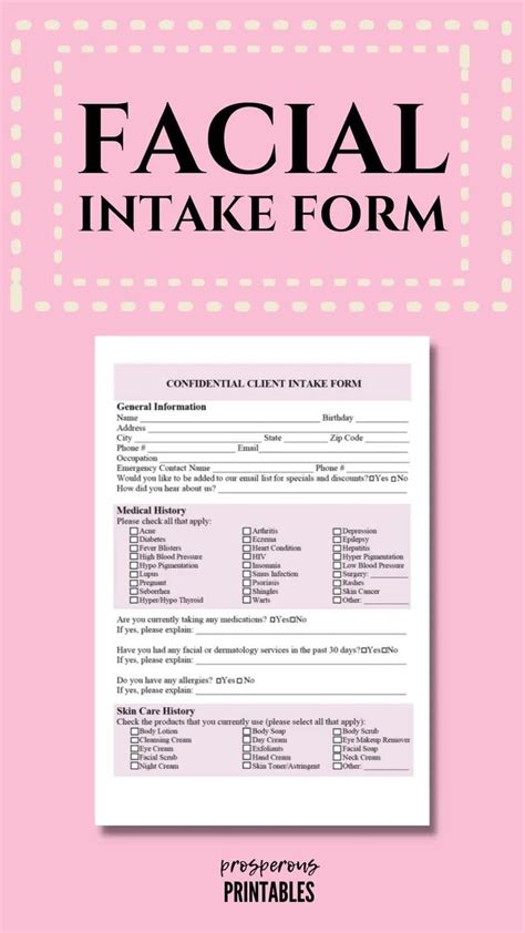 Facial Client Intake Form Esthetician Consultation Form Etsy Video