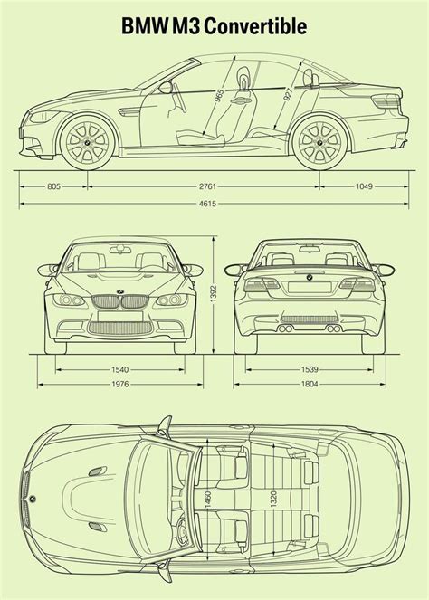 2008 Bmw M3 Convertible Car Blueprint 38466749 Vector Art At Vecteezy