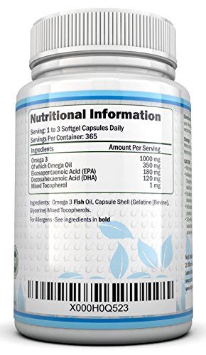 Omega 3 Fischöl 1000mg 365 Softgelkapseln Bis Zu 12 Monate Vorrat