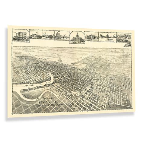 Historix Vintage Stockton California Map Poster X Inch Old