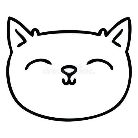 Quirky Line Drawing Cartoon Cat Face Stock Vector - Illustration of ...