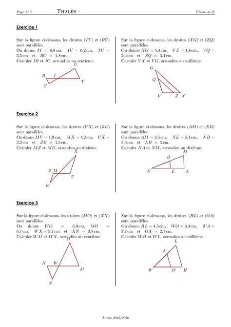 Th Or Me De Thal S S Rie D Exercices Alloschool