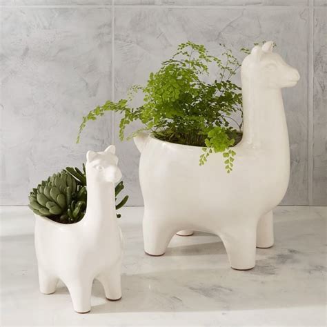 West Elm Ceramic Llama Planters Cute Desk Planters Popsugar Smart
