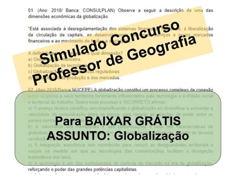 Simulado Sobre Globaliza O Concurso Professor De Geografia Simulados