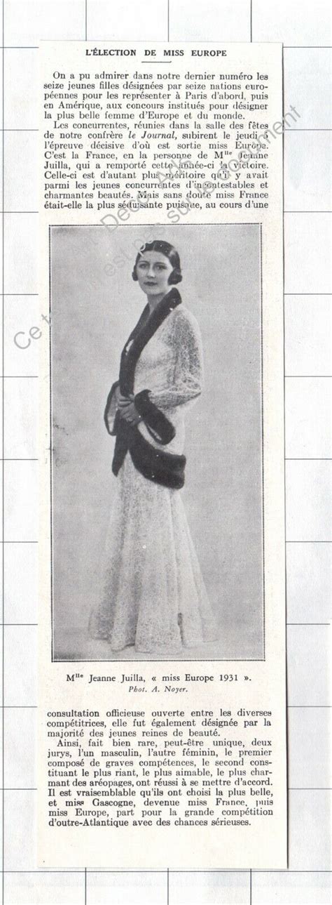 1931 Mlle Jeanne Juilla ~ La Nouvelle Miss Europe Ebay