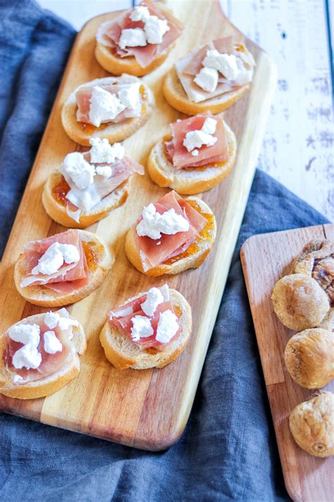 Prosciutto Fig And Goat Cheese Crostini 4 Ingredient Party Food Idea Fab Everyday