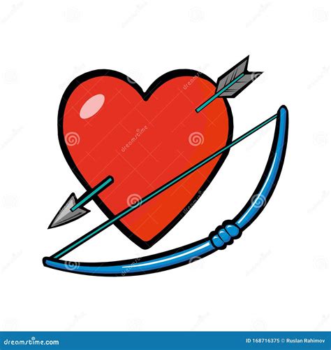 Red Heart Pierced By Arrow Isolated On A White Stock Vector