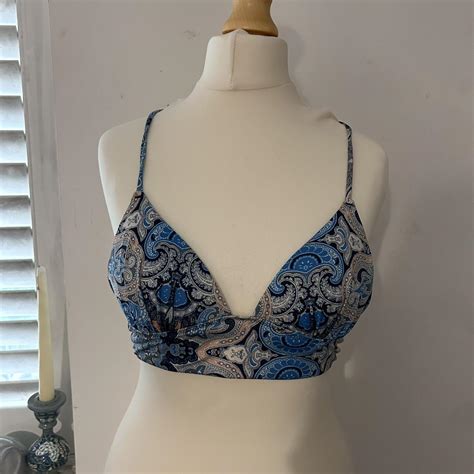 Blue Boho Bikini Set String Back Super Cute Size Depop