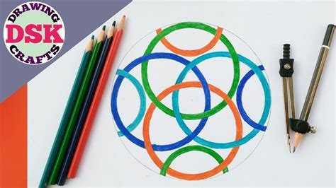 Geometric Patterns Drawing With A Compass Geometric Drawing Using Circles Youtube