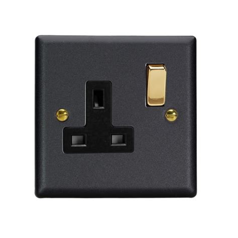 Varilight Vogue Matt Black Gang A Double Pole Switched Socket