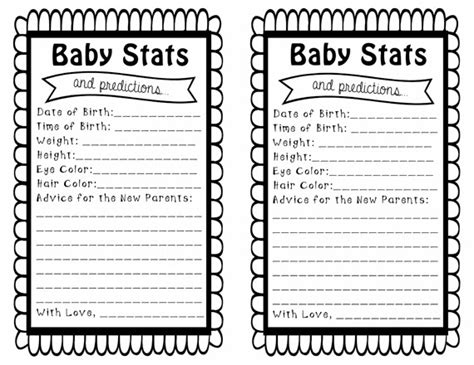 Baby Stats And Predictions Free Printable Sheet For A Baby Shower