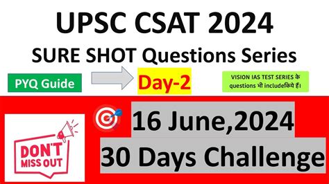 Day 2 Most Expected PYQ Sure Shot Question Series For UPSC CSAT 2024