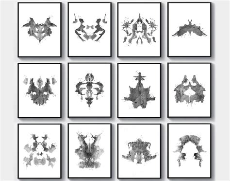 12 Rorschach Test Posters Watercolor Rorschach Inkblots Medical Art