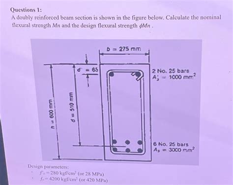 Solved Questions A Doubly Reinforced Beam Section Is Chegg