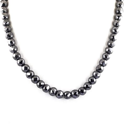 Mm Black Diamond Faceted Beads Necklace With Customized Etsy