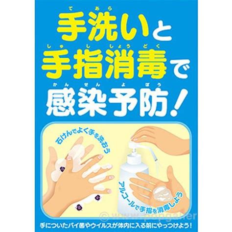 【納期一週間以上】a3ポスター 手洗いと手指消毒で感染予防！ 42×297cm コ−ト135kg【1枚入】 As9 0176 ポップ