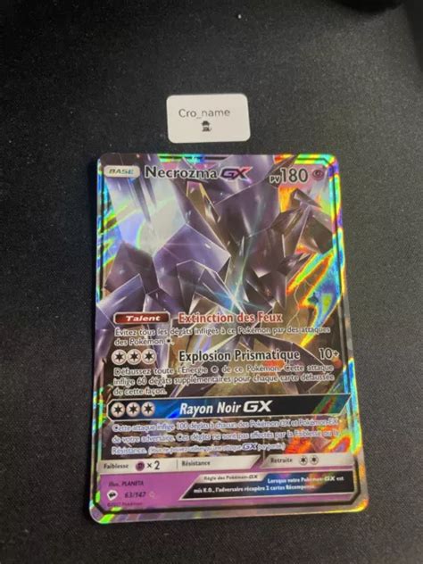 CARTE POKÉMON NECROZMA GX 63 147 Soleil Lune Ombres Ardentes Français