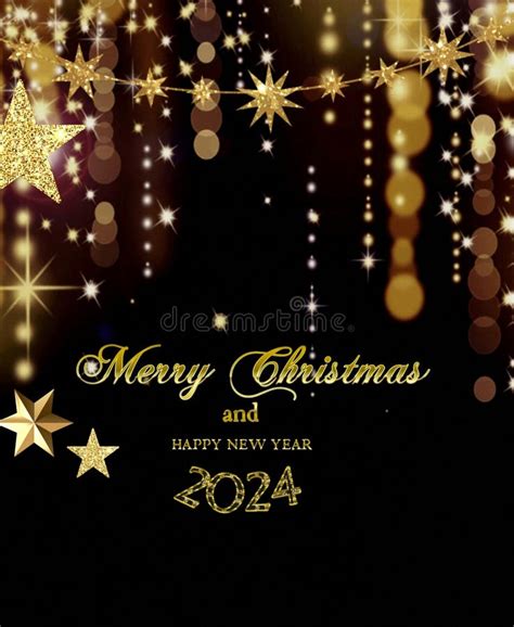 Merry Christmas And Happy New Year 2024 Greeting Card Stock