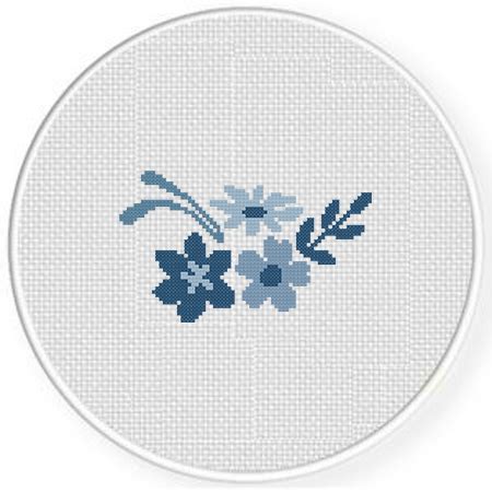 Winter Blue Floral Cross Stitch Pattern Daily Cross Stitch