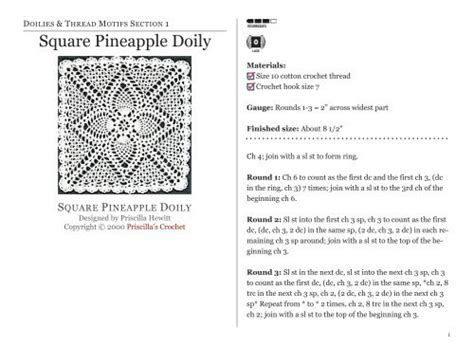 Square Pineapple Doily Priscilla S Crochet