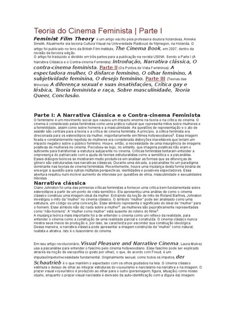 Teoria Do Feminismo Cultural Pdf - Teoria Feminista do Cinema: Parte I | PDF | Feminilidade | Feminismo