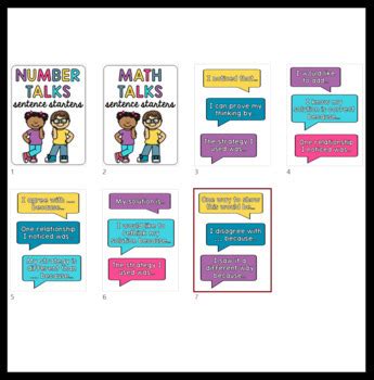 Number Talks Display Posters Math Talks Sentence Starters Tpt