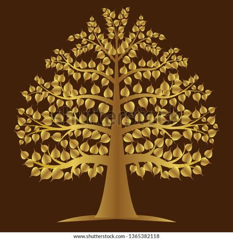 Golden Bodhi Tree Buddhism Vector Illustration Stock Vector Royalty