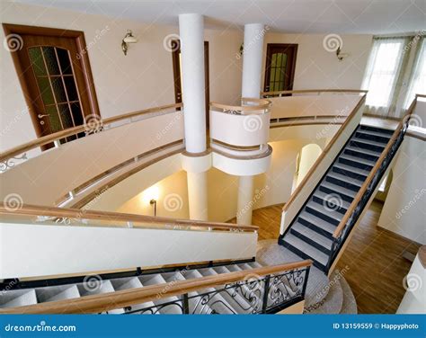 Mansion Interior With Staircase And Balcony Royalty Free Stock
