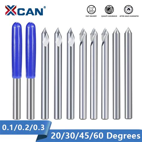 XCAN gravür Bit 3 175mm Shank parmak freze çakısı 20 30 45 60 derece