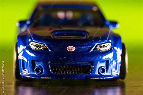 Hot Wheels Model Of Blue Subaru Impreza Wrx Sti Front View Stock Photo Adobe Stock