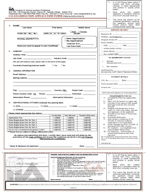 Fillable Online Iia P CIA EXAMINATION APPLICATION FORM FORM No IIAPCIA