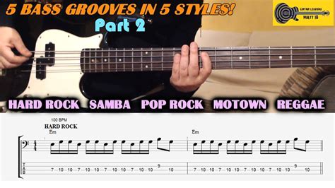 5 Bass Lines In 5 Styles Part 2 Easy Bass Grooves Lesson With Tab