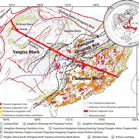 Geological Sketch Map Of The South China Block A The Key Tectonic