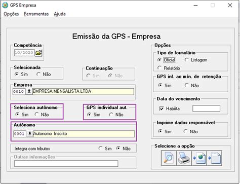 Fp Como Gerar A Guia De Gps Selecionando O Aut Nomo