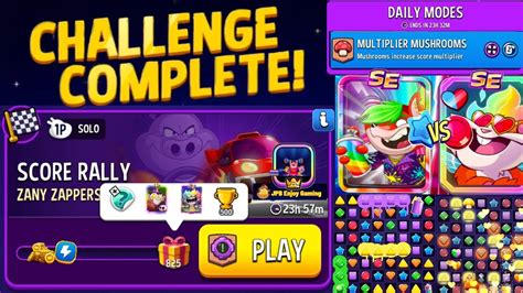 Zany Zappers Solo Challenge Score Rally Score Multiplier Mushrooms