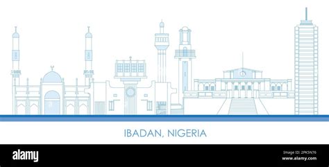 Outline Skyline Panorama Of City Of Ibadan Nigeria Vector