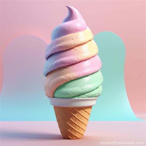 Pastel 3d Ice Cream Cone Stable Diffusion Online