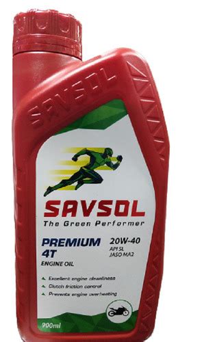 Yellow 1 Liter Savsol Premium 20w 40 4t Engine Oil Protech Bike Engine