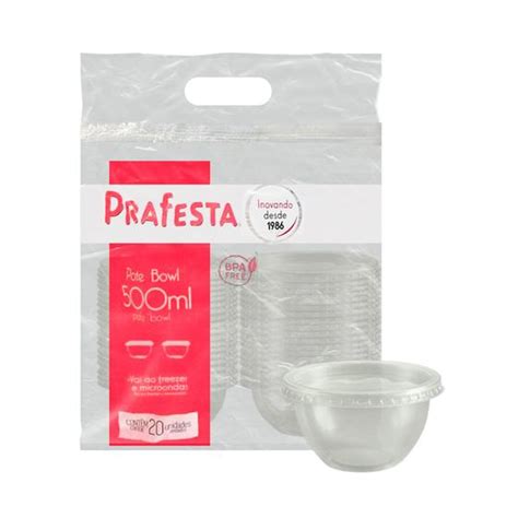 Pote Bowl 250ml C Tampa 20 Unid Prafesta Pote Magazine Luiza