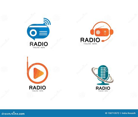 Radio Logo Podcast Towers Wireless Badges Radio Station Symbols Vector