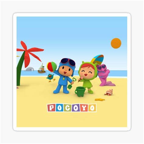 Having Fun On The Beach Of Pocoyo Elly Pato Tv Mundo Sticker For Sale By Reneeham Redbubble