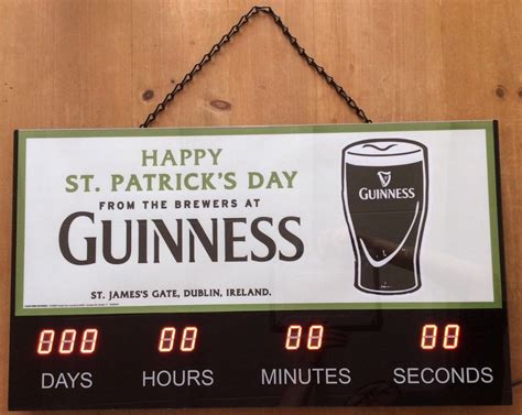 Guinness Countdown To St Patricks Day Clock Guinness Irish Stout Wall Sign 1900399552